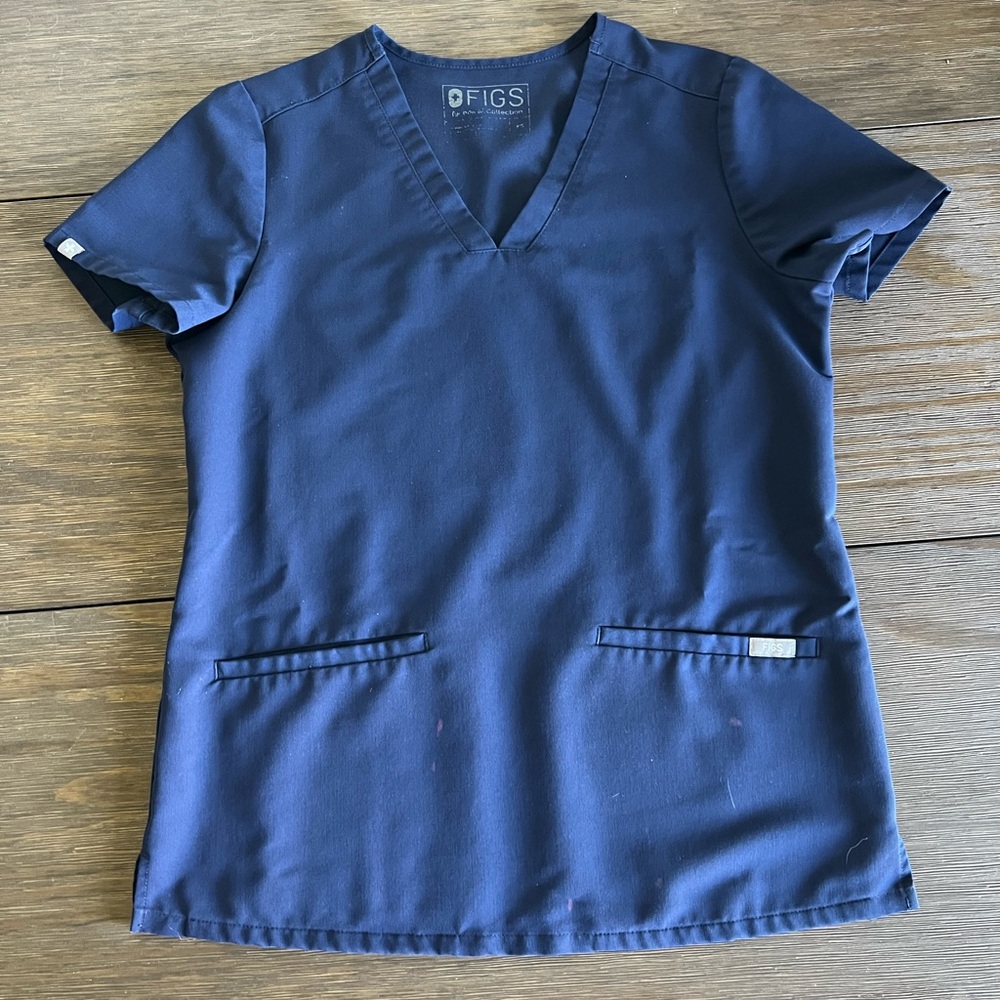 Figs Navy Scrub Top